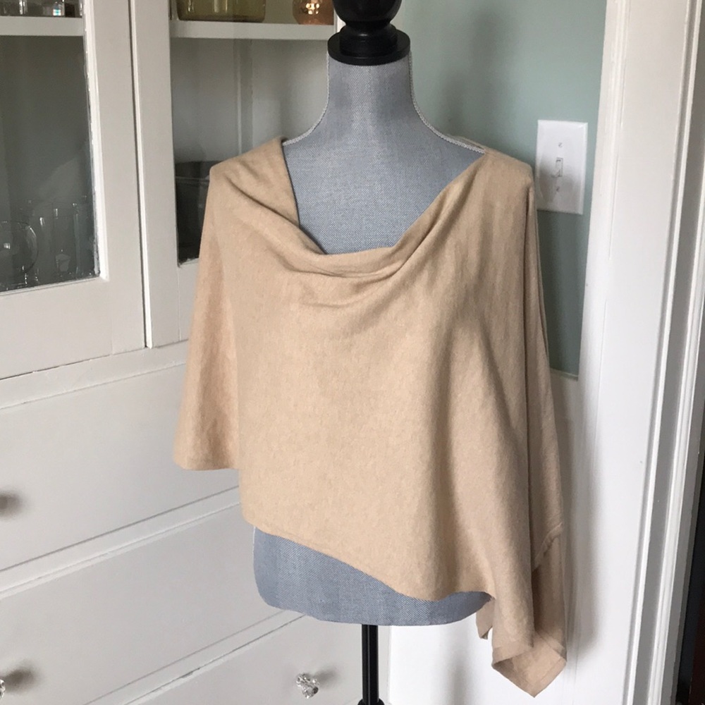 Hannah rose camel cashmere blend poncho sweater